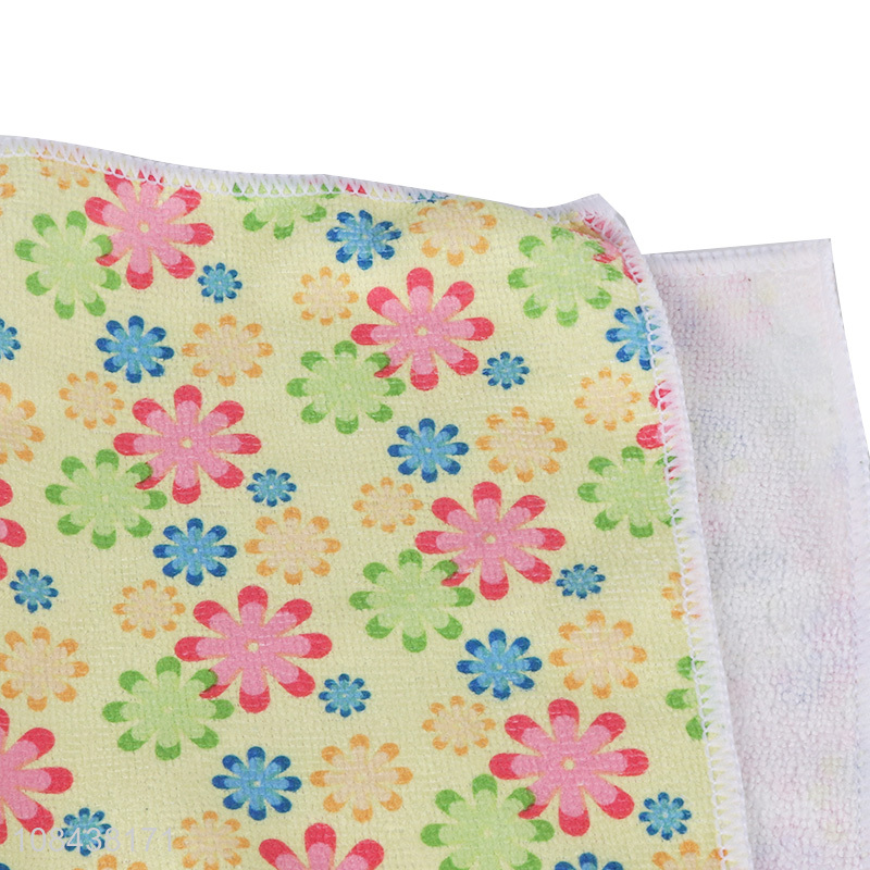 Best selling floral print cleaning towels microfiber cleaning cloths for kitchen