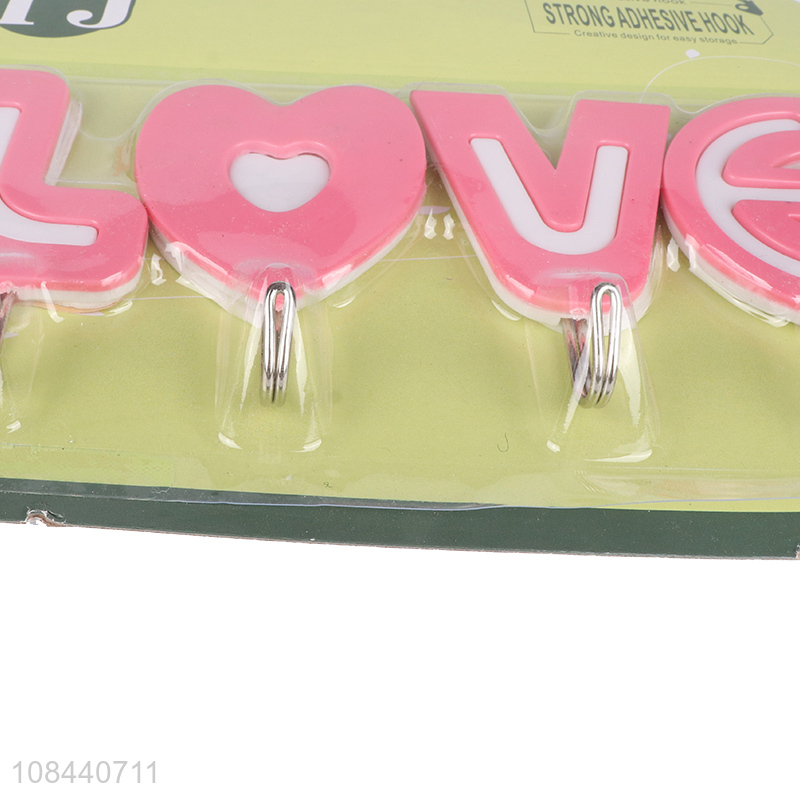 Hot selling 4pieces love letter sticky hooks wholesale