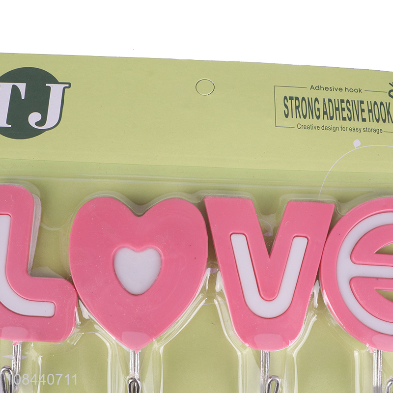 Hot selling 4pieces love letter sticky hooks wholesale