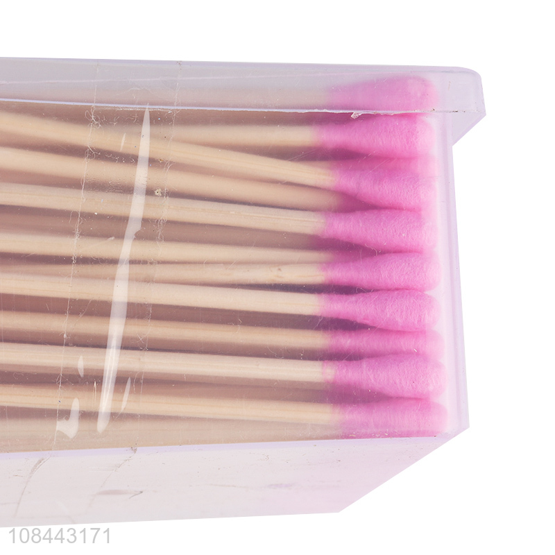 Custom logo 200pcs disposable wooden stick cotton swabs wooden cotton buds