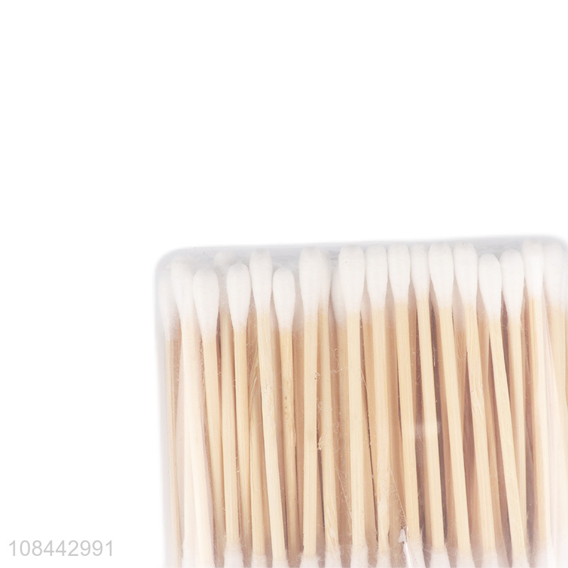 Wholesale 200pcs double tips wooden stick cotton swabs natural cotton buds