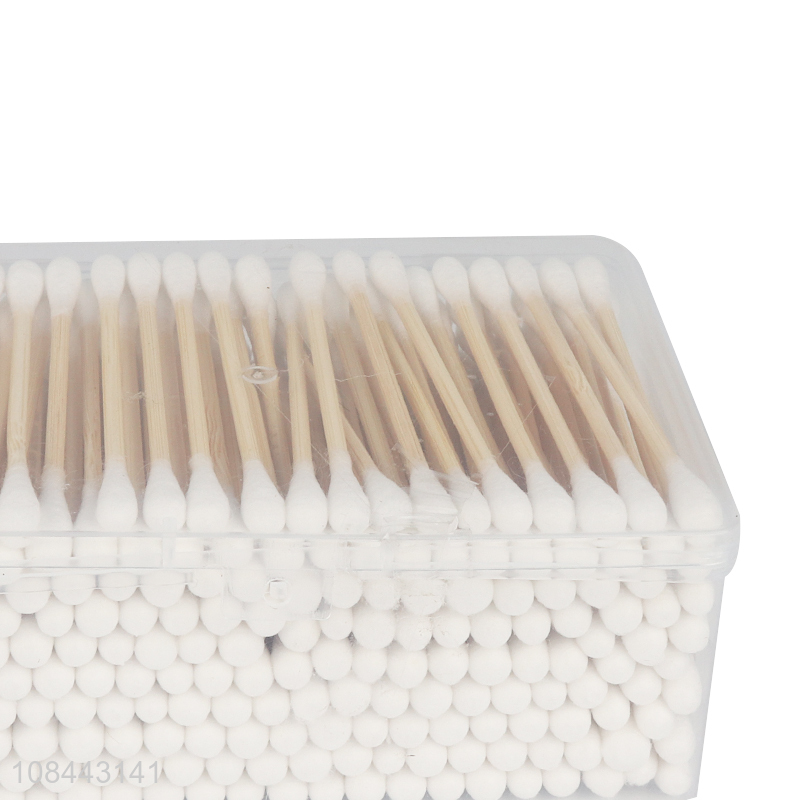 High quality 200pcs natural organic strong wooden stick cotton swabs