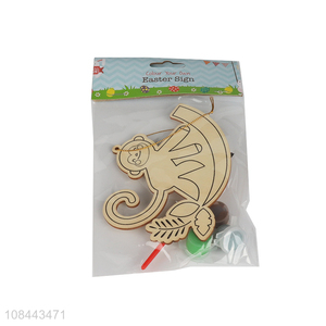 Yiwu market watercolor wood chip hangings wooden craft