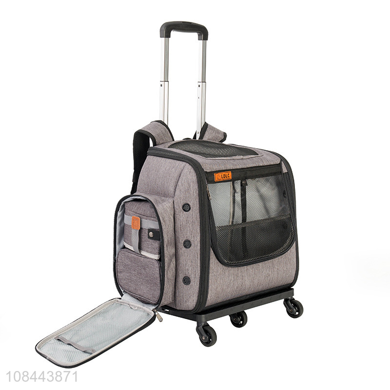 Low price foldable multi-color waterproof pet travel trolley case
