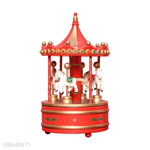 Factory price Christmas music box wooden carousel music box wooden crafts