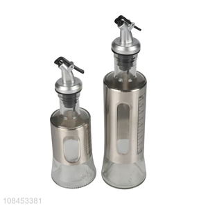 OEM ODM stainless steel glass liquid condiment container oil bottle with scale