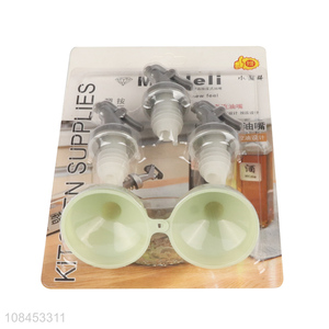 High quality press type sauce bottle caps and oil funnels set for kitchen