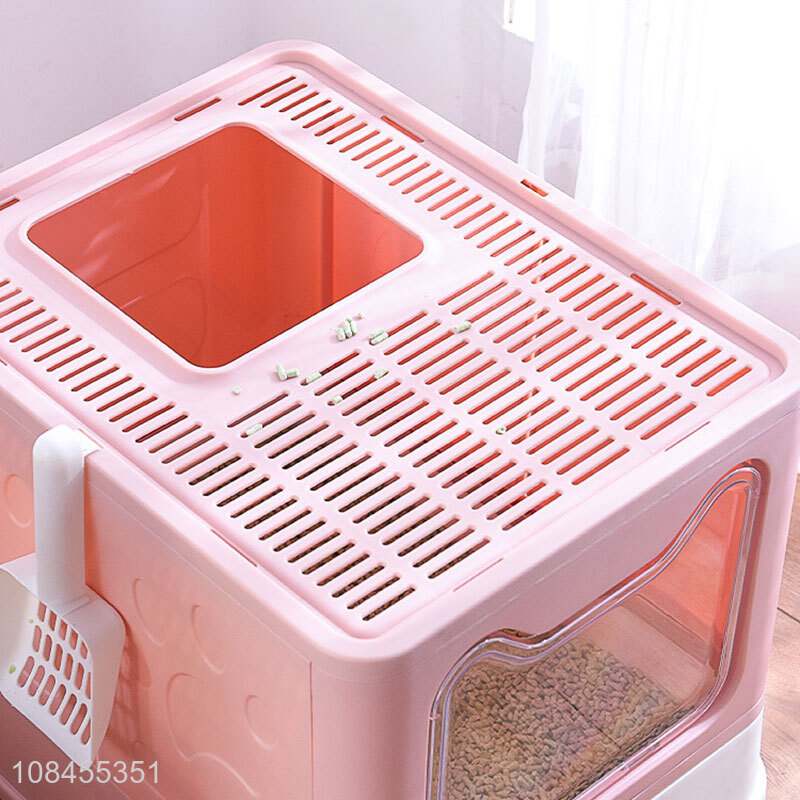 Hot sale plastic large space cat toilet home cat litter box