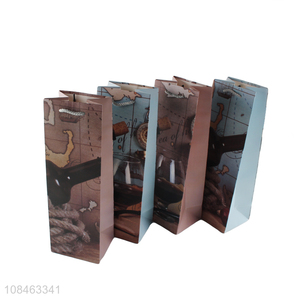 Online wholesale multicolor paper wine bottle packaging bags