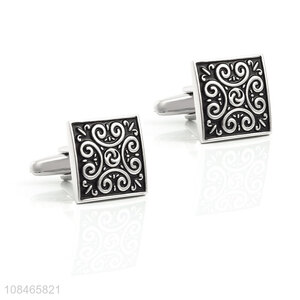 Wholesale price square retro pattern men classic cufflinks