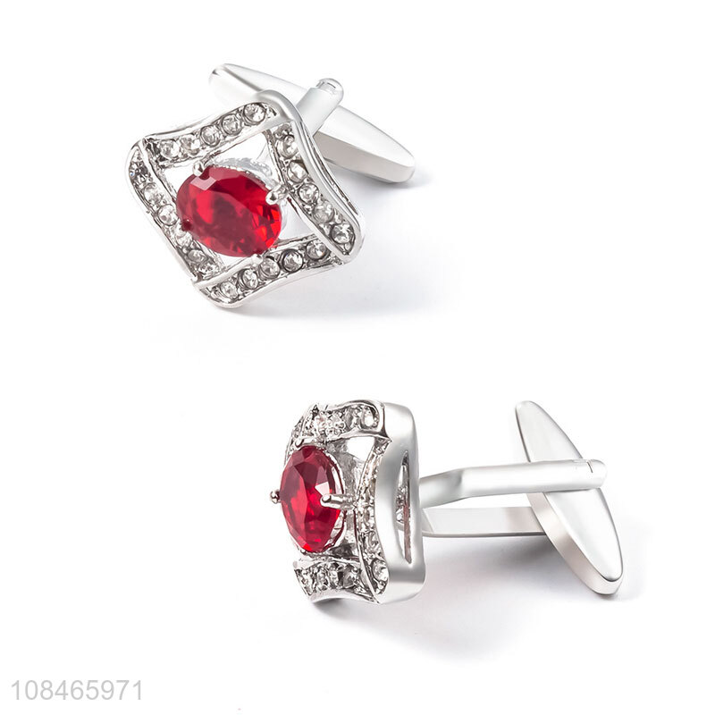 New style diamond red rhinestone metal cufflinks