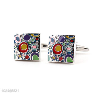 Factory price color stoving varnish diamante cufflinks