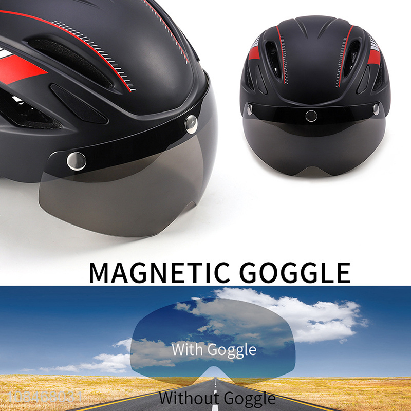 Wholesale adults bike helmet multi-sport scooter helmet with magnetic goggle