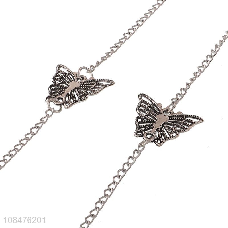 Good price silver hollow butterfly metal glasses chain