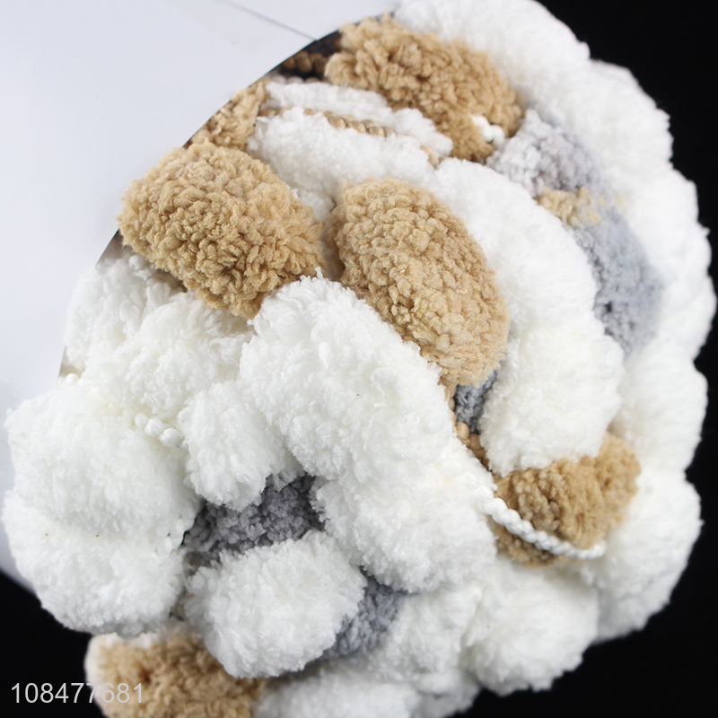 Wholesale 150g thick pompom yarn for DIY hand knitting and crocheting blamket