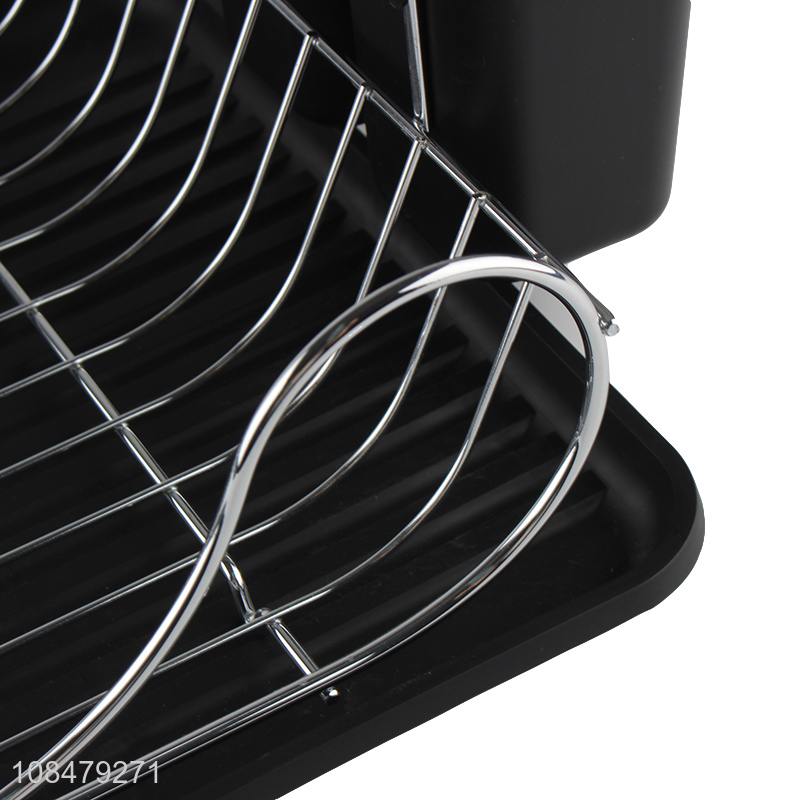 Factory supply iron wire dish drying rack storage rack with cutlery holder