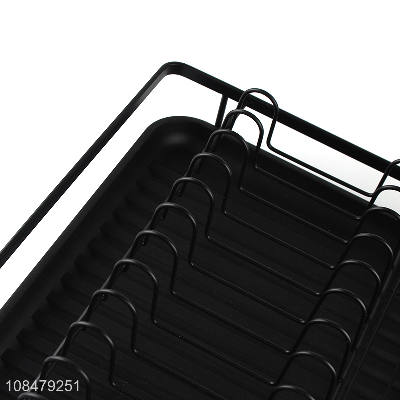 Hot selling kitchen countertop iron wire dish rack with cutlery holder