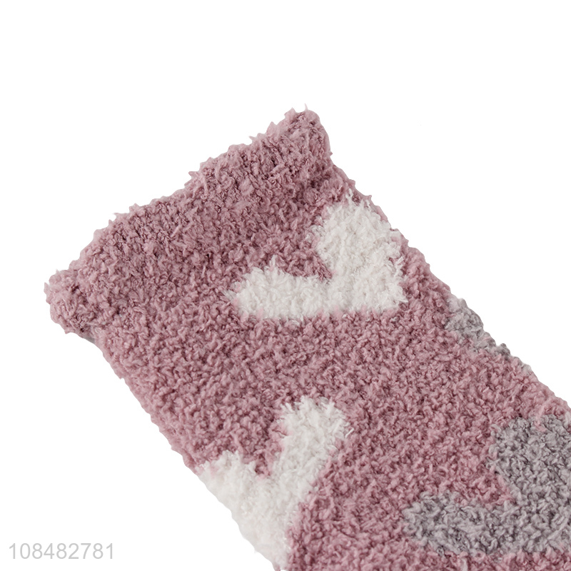 New products warm coral fleece sleeping socks for women girls