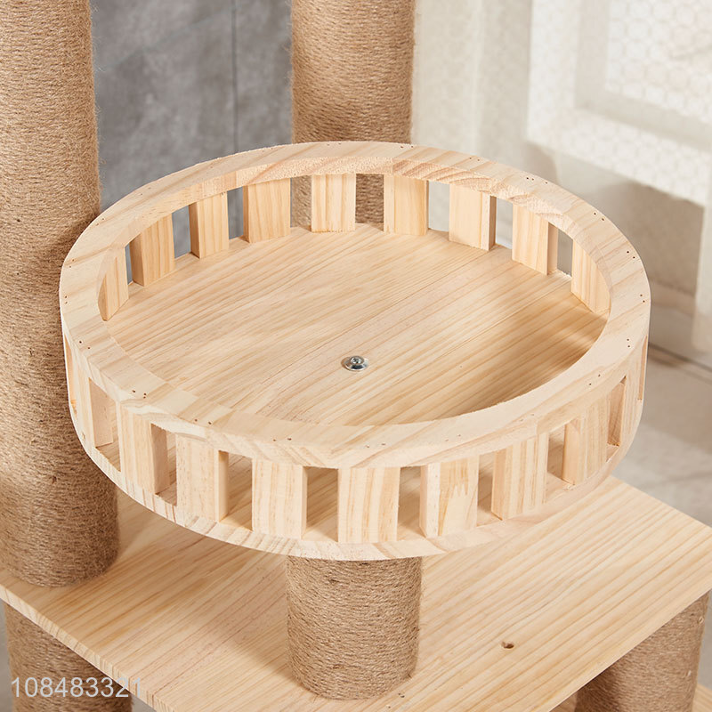 Factory direct sale simple wooden sisal cat climbing frame