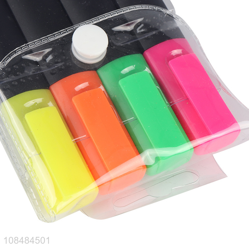 Wholesale 4 pieces fluorescent ink highlighters for office school