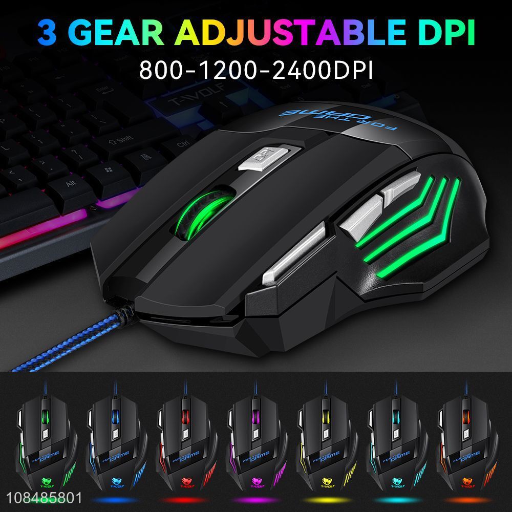 Good quality 7-color led backlight 7 buttons usb wired gaming mouse