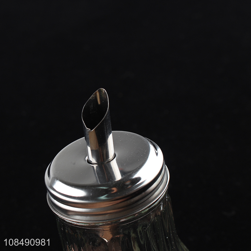 Good quality glass sugar dispenser glass sugar pourer with metal lid