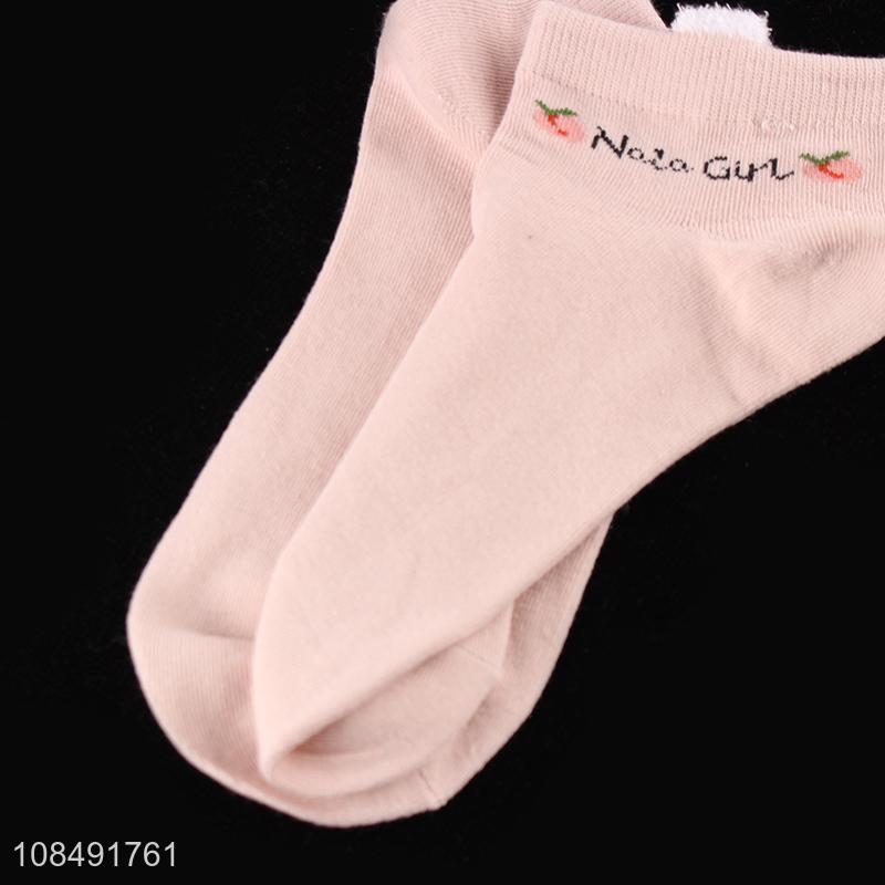 Factory price pink girls casual short socks ankle socks