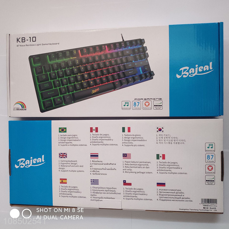 Hot sale 87 keys RGB backlight wired mechanical keyboard gaming keyboard