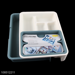 Latest design plastic double layer household tableware storage box