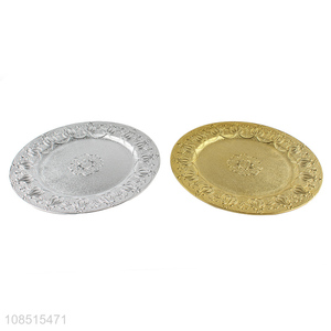 New product gold silver plastic dinner charger plate wholesale