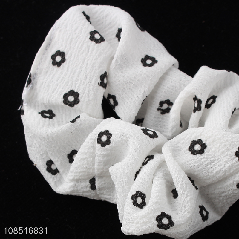 Popular design elegant flower printed hair scrunchies hair ties