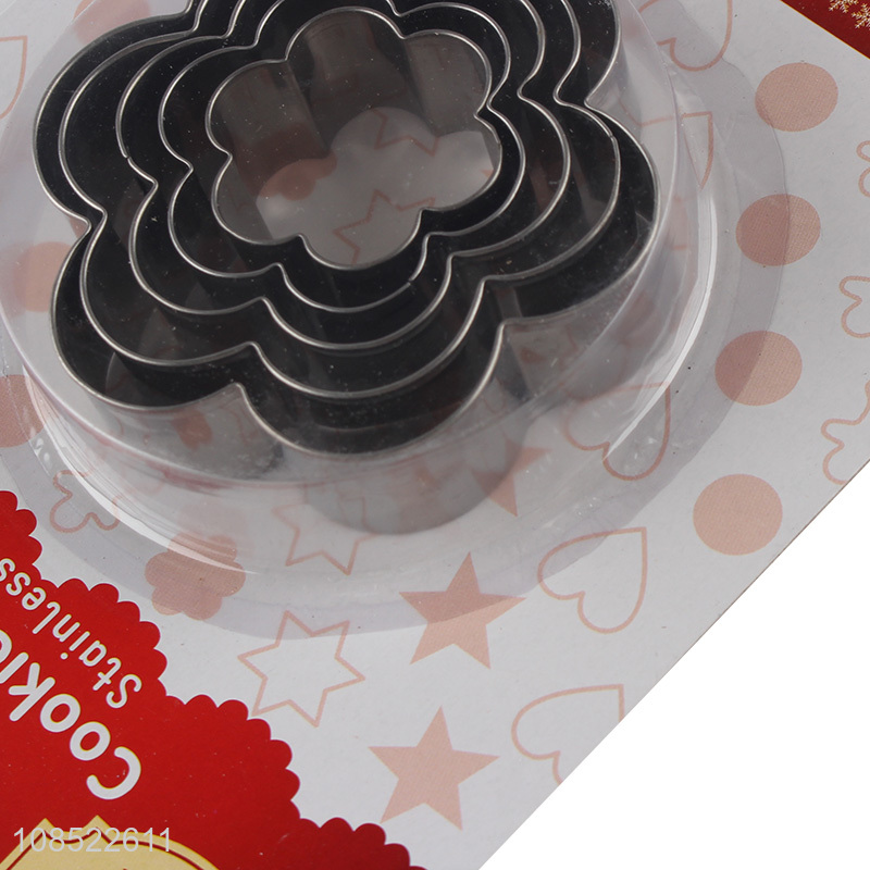 Hot selling 5pcs/set stainless steel flower shape cookies moulds