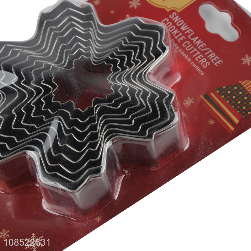 New products 9pcs/set stainless steel snowflake shape cookies cutters