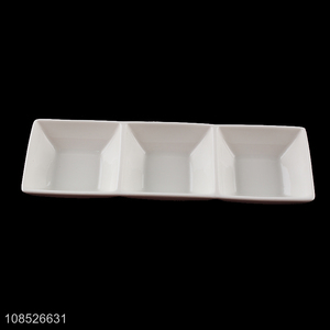 Wholesale 3-compartment ceramic plate appetizer serving tray