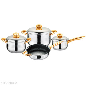 Private label 4pcs stainless steel milk pot soup pot frying pan cookware set