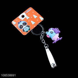 Factory supply cute cartoon silicone <em>key</em> <em>chain</em> with nail clipper