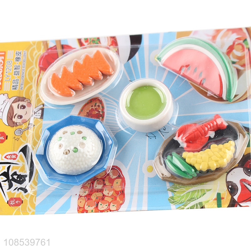 Good sale cartoon food series eraser set for stationery