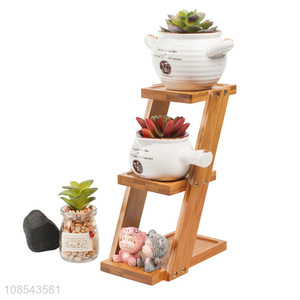 Hot sale wooden flower pot ladder stand for indoor flowers and plants