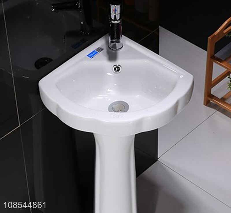 Hot selling home hotel ceramic pedestal sink ceramic bathroom washbasin