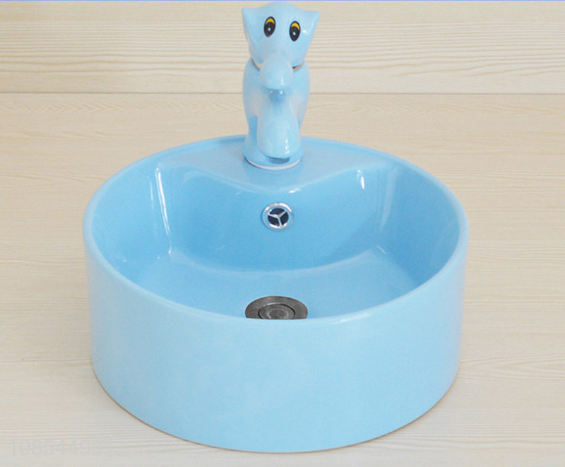 Hot selling colorful ceramic vessel sink kids kindergarten bathroom sink