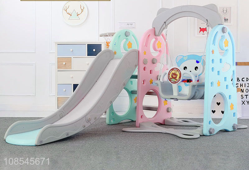 Most popular Hot sale 3 in 1 plastic kids slide and swing set toys