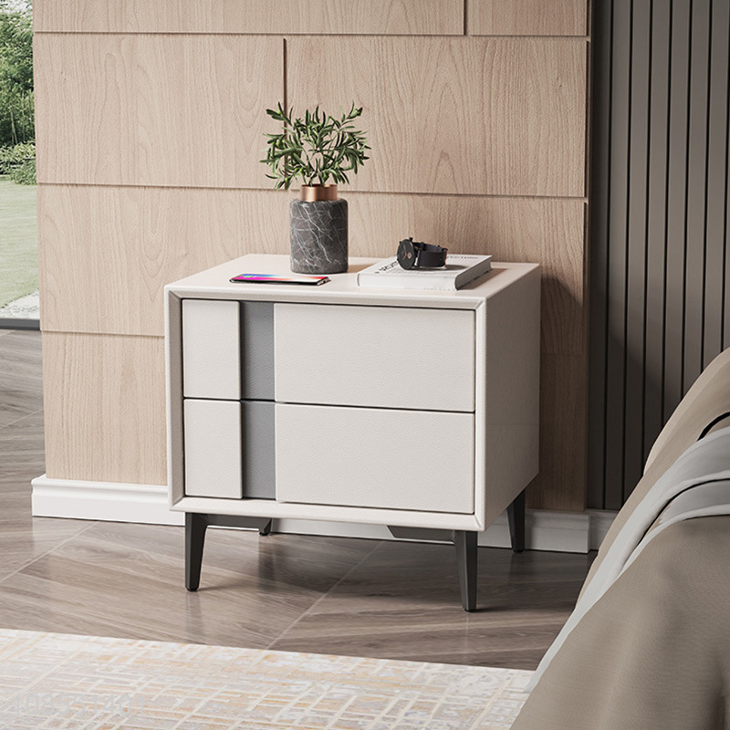 Top quality solid wood modern leather nightstands for sale