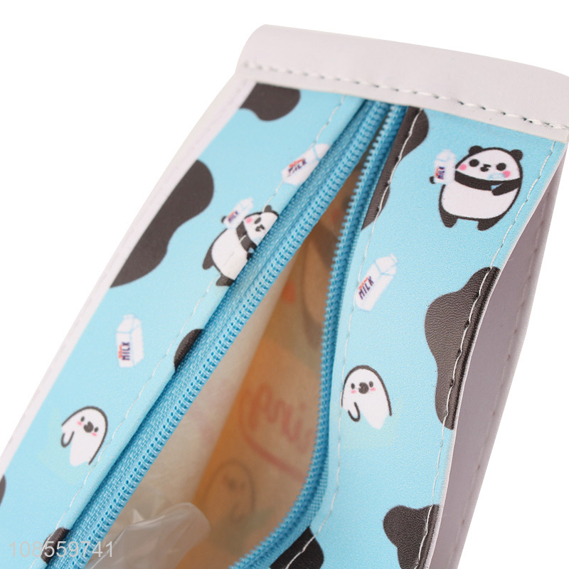 Wholesale creative milk box shaped pencil bag pu leather pencil pouch