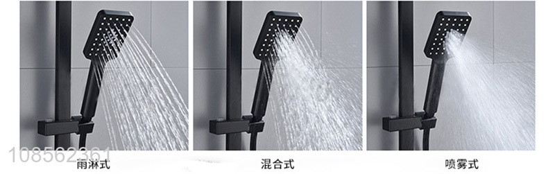 Latest design black square thermostatic shower set for sale