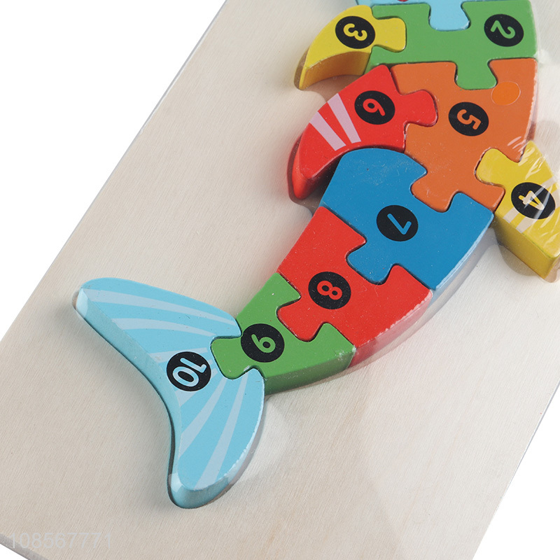 Factory supply preschool learning wooden dolphin puzzle