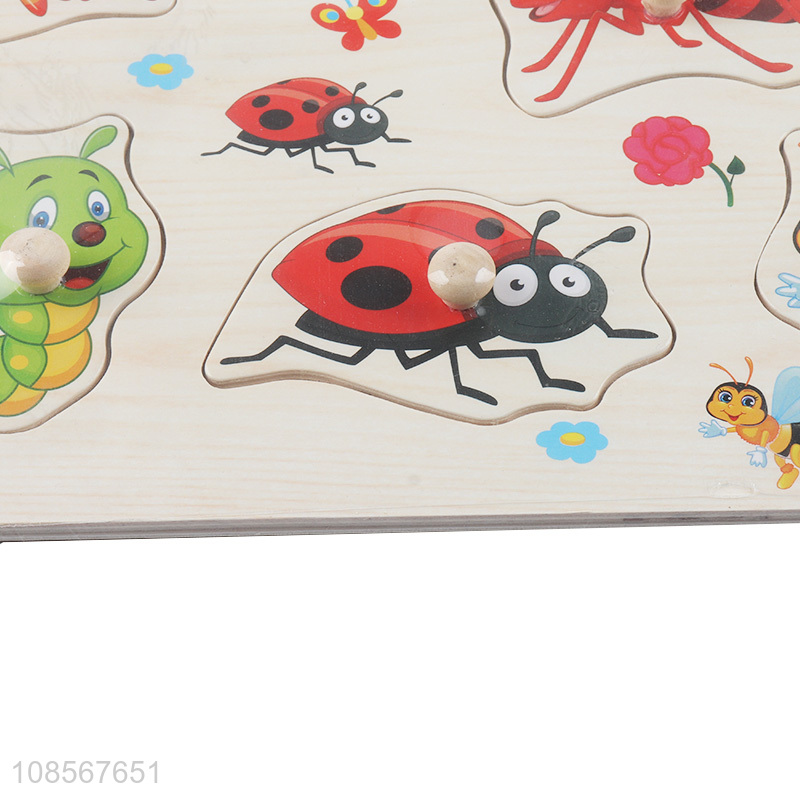 Wholesale cartoon insect puzzle toy wooden learning toy