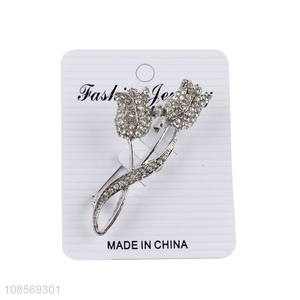 Wholesale exquisite crystal rhinestone tulip brooch alloy brooch