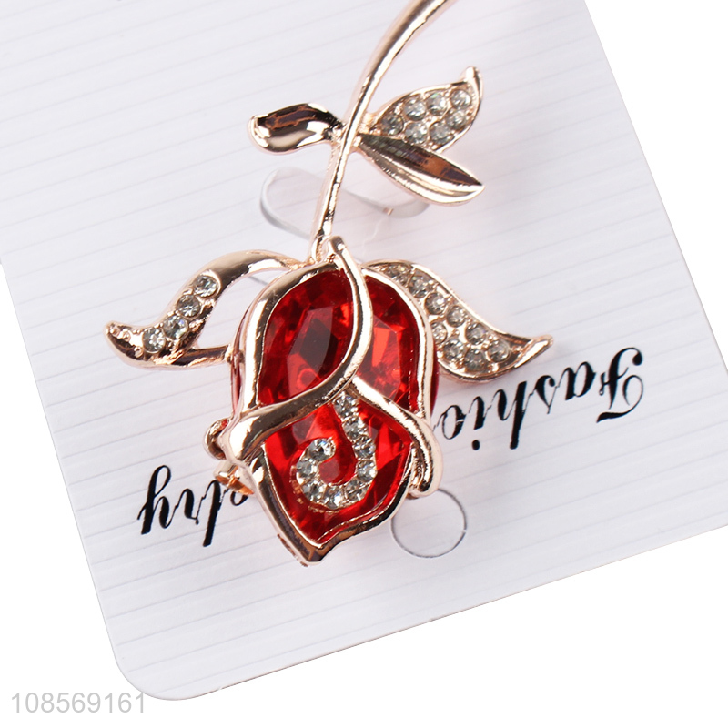 New arrival rhinstone alloy rose flower brooch pin lapel pin