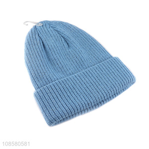 High quality plain knitted beanie hat winter cap for kids