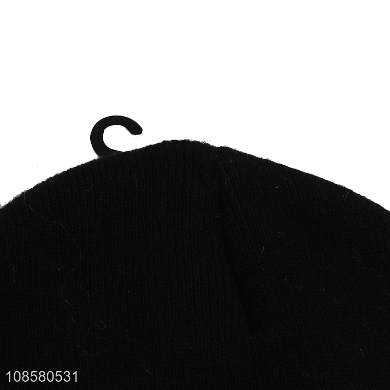 Hot sale trendy winter knitted beanie hat for men women